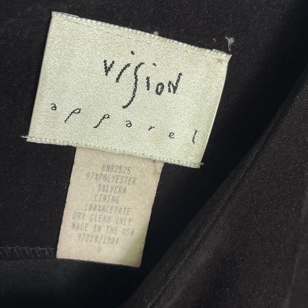 Vintage 90's Vision Apparel Black Dress Womens Size 8 Faux Suede Sleeveless - Picture 5 of 16